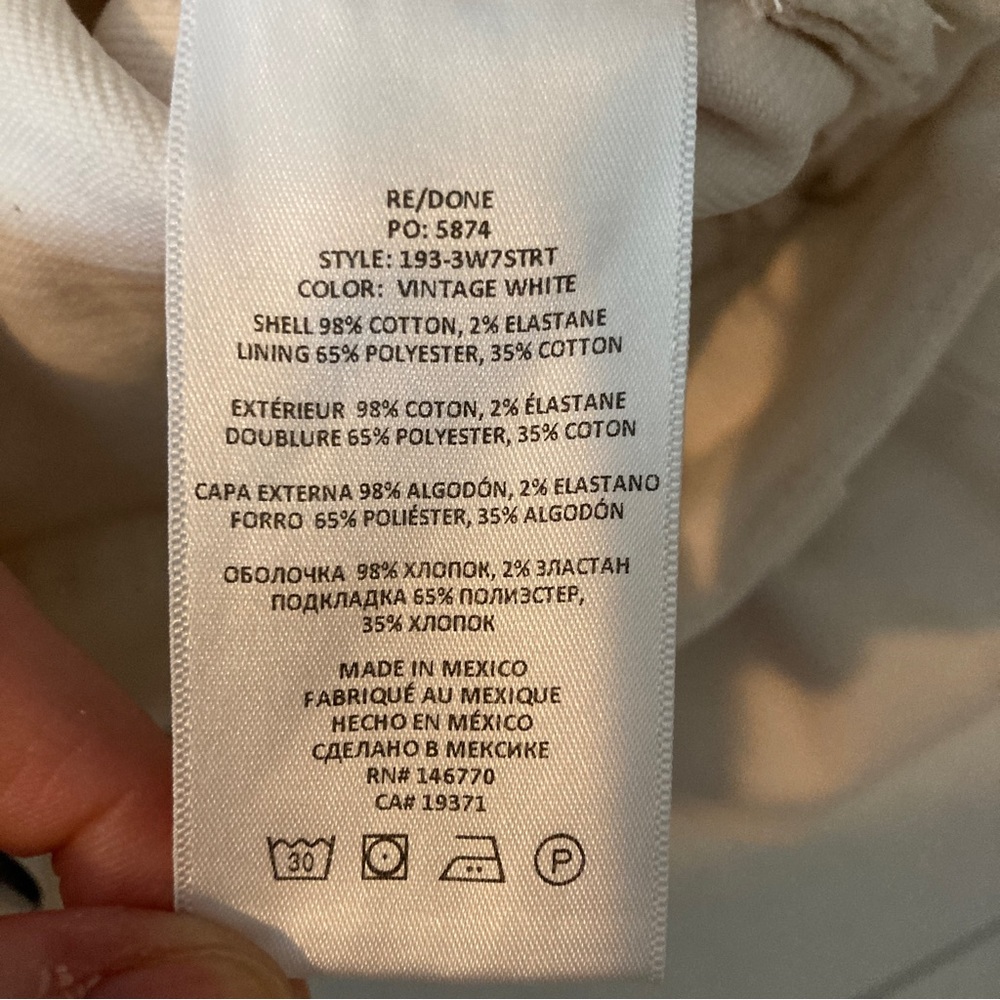 RE/DONE Originals 70's Straight leg denim jeans in Vintage White size 24 EUC - Picture 15 of 15